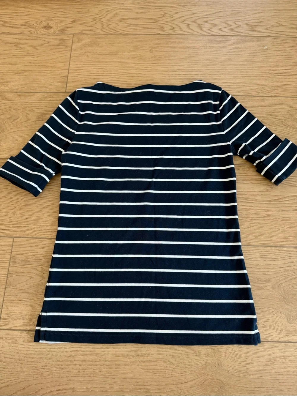 Classic Navy and White Striped Women’s Boatneck Top ralph lauren